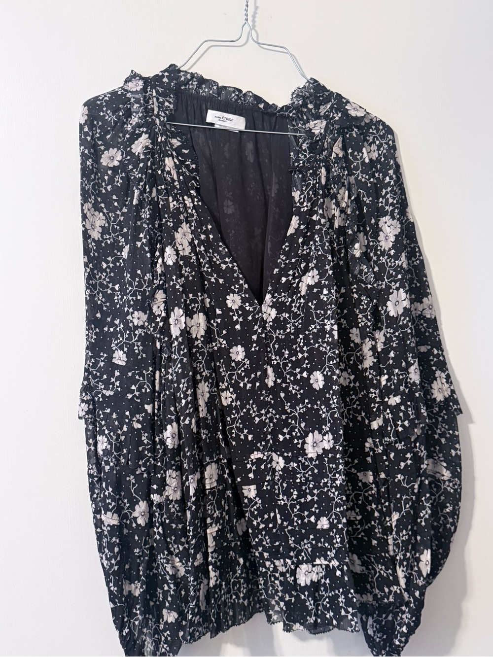 Isabel Marant Black Floral V-Neck Blouse